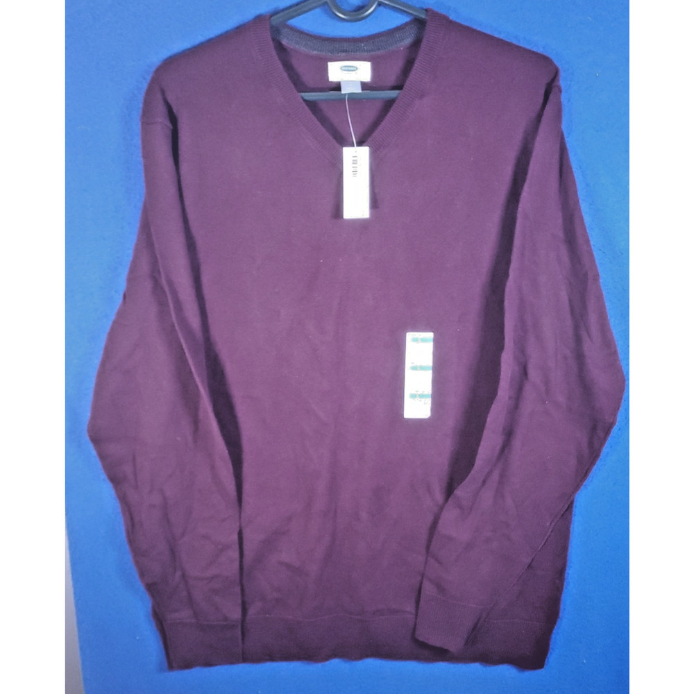 Old Navy V-neck Maroon Sweater Ribbed Trim Pullover Men's Size Large NEW